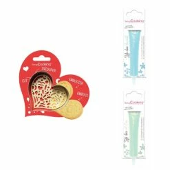 Meilleur prix 👏 ScrapCooking Emporte Pièce Modelage Kit Pour Biscuit En Relief Coeur + 2 Stylos Au Chocolat Bleu Pastel Et Vert D'eau 🤩