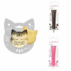 Offres 😍 ScrapCooking Emporte Pièce Modelage Kit Pour Biscuit En Relief Chat + 2 Stylos Au Chocolat Marron Et Fuchsia 🔥