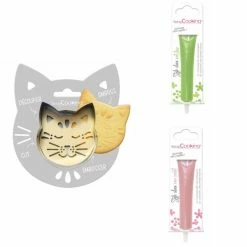 Coupon 🌟 ScrapCooking Emporte Pièce Modelage Kit Pour Biscuit En Relief Chat + 2 Stylos Au Chocolat Vert Clair Et Rose Pastel 🌟
