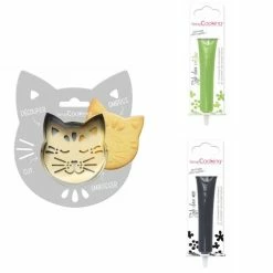 Le moins cher 🧨 ScrapCooking Emporte Pièce Modelage Kit Pour Biscuit En Relief Chat + 2 Stylos Au Chocolat Vert Clair Et Noir 🎉