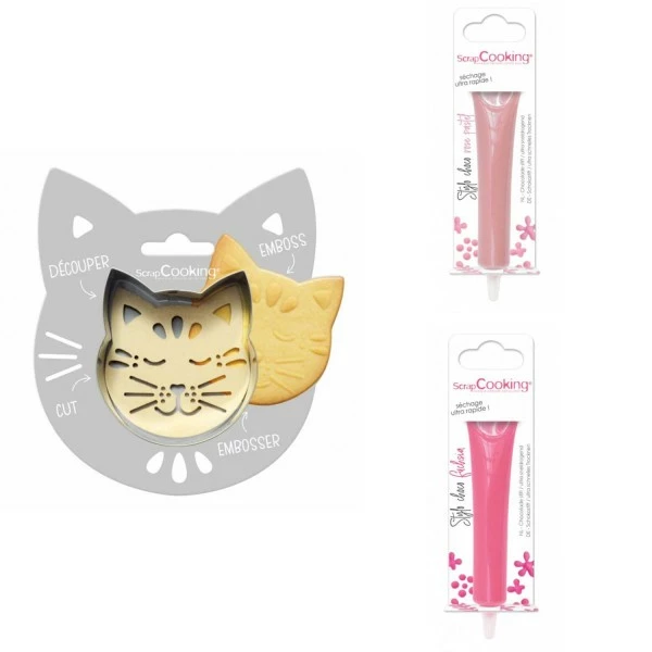 Grosses soldes 🤩 ScrapCooking Emporte Pièce Modelage Kit Pour Biscuit En Relief Chat + 2 Stylos Au Chocolat Rose Pastel Et Fuchsia 🧨 1 Grosses soldes 🤩 ScrapCooking Emporte Pièce Modelage Kit Pour Biscuit En Relief Chat + 2 Stylos Au Chocolat Rose Pastel Et Fuchsia 🧨