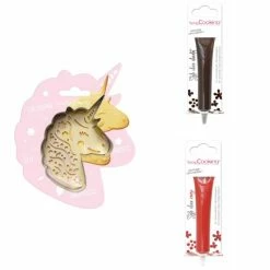 Budget 🤩 ScrapCooking Emporte Pièce Modelage Kit Pour Biscuit En Relief Licorne + 2 Stylos Au Chocolat Marron Et Rouge ⌛