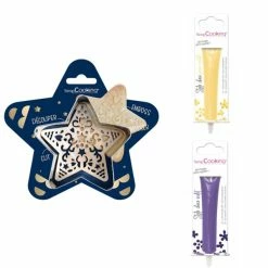 Meilleure vente 🔥 ScrapCooking Emporte Pièce Modelage Kit Pour Biscuit En Relief Étoile + 2 Stylos Au Chocolat Jaune Pastel Et Violet 🥰