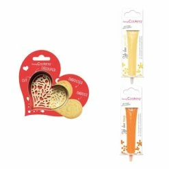 Grosses soldes ✔️ ScrapCooking Emporte Pièce Modelage Kit Pour Biscuit En Relief Coeur + 2 Stylos Au Chocolat Jaune Pastel Et Orange 🎁