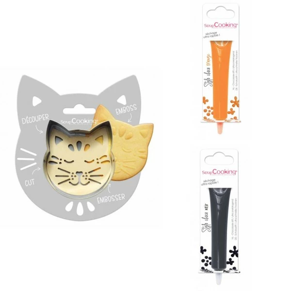 Coupon ✨ ScrapCooking Emporte Pièce Modelage Kit Pour Biscuit En Relief Chat + 2 Stylos Au Chocolat Orange Et Noir 🎉 1 Coupon ✨ ScrapCooking Emporte Pièce Modelage Kit Pour Biscuit En Relief Chat + 2 Stylos Au Chocolat Orange Et Noir 🎉