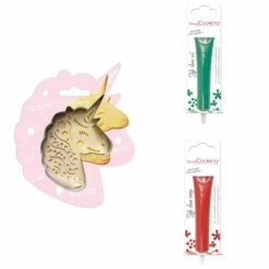 Bon marché 👏 ScrapCooking Emporte Pièce Modelage Kit Pour Biscuit En Relief Licorne + 2 Stylos Au Chocolat Vert Et Rouge 🔥