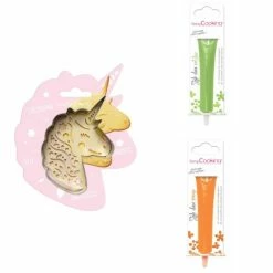 Meilleure vente 🔥 ScrapCooking Emporte Pièce Modelage Kit Pour Biscuit En Relief Licorne + 2 Stylos Au Chocolat Vert Clair Et Orange 🌟