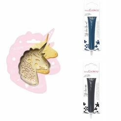 Vente flash 😀 ScrapCooking Emporte Pièce Modelage Kit Pour Biscuit En Relief Licorne + 2 Stylos Au Chocolat Bleu Nuit Et Noir 🛒