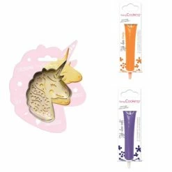 Grosses soldes 🧨 ScrapCooking Emporte Pièce Modelage Kit Pour Biscuit En Relief Licorne + 2 Stylos Au Chocolat Orange Et Violet 👏