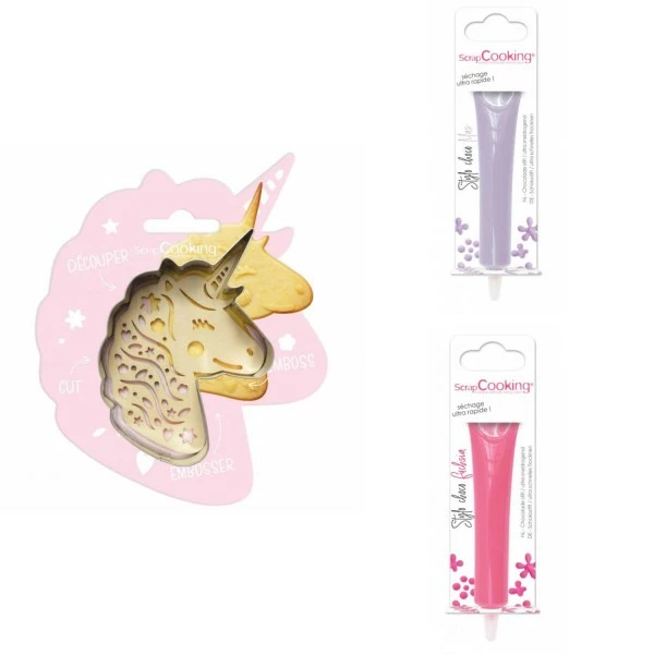 Le moins cher 🔔 ScrapCooking Emporte Pièce Modelage Kit Pour Biscuit En Relief Licorne + 2 Stylos Au Chocolat Lilas Et Fuchsia 🔥 1 Le moins cher 🔔 ScrapCooking Emporte Pièce Modelage Kit Pour Biscuit En Relief Licorne + 2 Stylos Au Chocolat Lilas Et Fuchsia 🔥