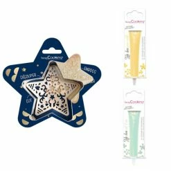 Acheter 😀 ScrapCooking Emporte Pièce Modelage Kit Pour Biscuit En Relief Étoile + 2 Stylos Au Chocolat Jaune Pastel Et Vert D'eau 🌟