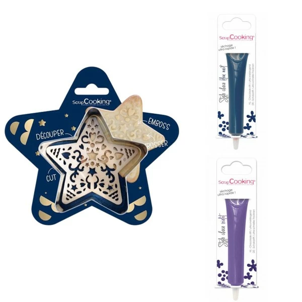 Grosses soldes 🤩 ScrapCooking Emporte Pièce Modelage Kit Pour Biscuit En Relief Étoile + 2 Stylos Au Chocolat Bleu Nuit Et Violet ✨ 1 Grosses soldes 🤩 ScrapCooking Emporte Pièce Modelage Kit Pour Biscuit En Relief Étoile + 2 Stylos Au Chocolat Bleu Nuit Et Violet ✨