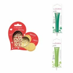 Coupon 🥰 ScrapCooking Emporte Pièce Modelage Kit Pour Biscuit En Relief Coeur + 2 Stylos Au Chocolat Vert Et Vert Clair ✨