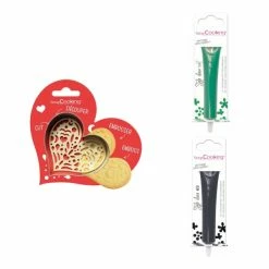 Promo 😀 ScrapCooking Emporte Pièce Modelage Kit Pour Biscuit En Relief Coeur + 2 Stylos Au Chocolat Vert Et Noir 🥰