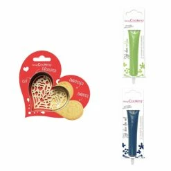 Grosses soldes 💯 ScrapCooking Emporte Pièce Modelage Kit Pour Biscuit En Relief Coeur + 2 Stylos Au Chocolat Vert Clair Et Bleu Nuit 🌟
