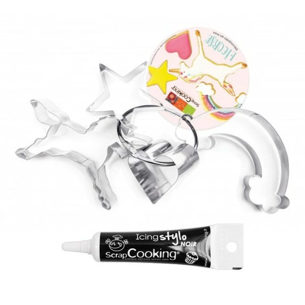 Nouveau 😍 ScrapCooking Emporte Pièce Modelage 4 Découpoirs à Biscuits Licorne + Stylo De Glaçage Noir 🛒 1 Nouveau 😍 ScrapCooking Emporte Pièce Modelage 4 Découpoirs à Biscuits Licorne + Stylo De Glaçage Noir 🛒