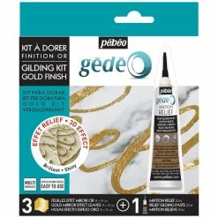 Meilleure affaire ❤️ Pébéo Feuille à Dorer Kit à Dorer + Mixtion 3D - Finition Doré 🎉