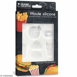 Offres 😍 Graine Créative Moule Fimo Moule En Silicone Junk Food - 20 X 13 Cm - 12 Formes 😀