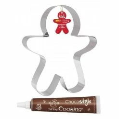 Grosses soldes 🎁 ScrapCooking Emporte Pièce Modelage Découpoir à Pâtisserie Inox XXL Bonhomme En Pain D'épice + 1 Stylo Chocolat 🔥
