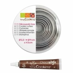 Grosses soldes 🎁 ScrapCooking Emporte Pièce Modelage 11 Emporte-pièces Ronds En Inox + 1 Stylo Chocolat 👏