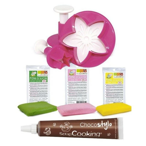 Remise 🥰 ScrapCooking Emporte Pièce Modelage Coffret Découpoirs étoile Feuille Fleur + Pâte à Sucre 300 G + 1 Stylo Chocolat 👍 1 Remise 🥰 ScrapCooking Emporte Pièce Modelage Coffret Découpoirs étoile Feuille Fleur + Pâte à Sucre 300 G + 1 Stylo Chocolat 👍