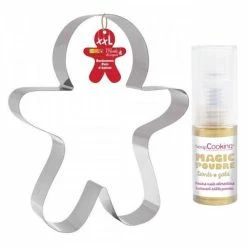 Le moins cher 🎁 ScrapCooking Emporte Pièce Modelage Découpoir à Pâtisserie Inox XXL Bonhomme En Pain D'épice + 1 Poudre Alimentaire Irisée Dorée ✔️