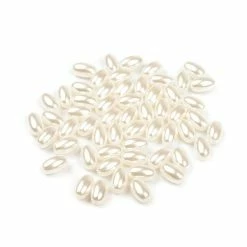 Nouveau 🎉 Czech Beads Exclusive Moule Fimo 10g 1 Crémeuse Légère En Plastique Imitation Perles De Nacre Coup D'Œil 6x10mm D'Olive, L'Échelle De 🔥