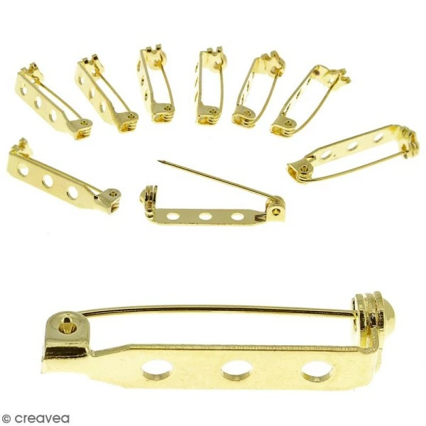 Sortie ❤️ Lilou Blue Support Broche - 3 Trous - Doré - 25 Mm - 10 Pcs 🎁 1 Sortie ❤️ Lilou Blue Support Broche - 3 Trous - Doré - 25 Mm - 10 Pcs 🎁