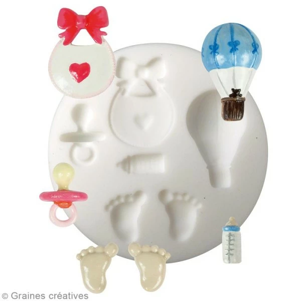 Nouveau 👍 Graine Créative Moule Porcelaine Froide Mini Moule En Silicone - Naissance - 7 Cm De Diamètre - 5 Formes 😉 2 Nouveau 👍 Graine Créative Moule Porcelaine Froide Mini Moule En Silicone - Naissance - 7 Cm De Diamètre - 5 Formes 😉 – Image 2