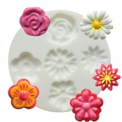Meilleure affaire 🎉 Moule Porcelaine Froide Mini Moule Silicone Souple DTM - Fleurs X 5 Formes 🔔