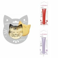 Coupon 💯 ScrapCooking Emporte Pièce Modelage Kit Pour Biscuit En Relief Chat + 2 Stylos Au Chocolat Rouge Et Lilas 😀