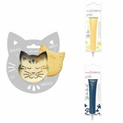 Grosses soldes 🥰 ScrapCooking Emporte Pièce Modelage Kit Pour Biscuit En Relief Chat + 2 Stylos Au Chocolat Jaune Pastel Et Bleu Nuit ❤️