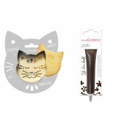 Promo 🔔 ScrapCooking Emporte Pièce Modelage Kit Pour Biscuit En Relief Chat + Stylo Au Chocolat Marron 😉