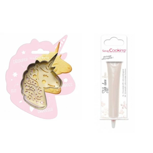 Offres 😍 ScrapCooking Emporte Pièce Modelage Kit Pour Biscuit En Relief Licorne + Stylo Au Chocolat Blanc 🤩 1 Offres 😍 ScrapCooking Emporte Pièce Modelage Kit Pour Biscuit En Relief Licorne + Stylo Au Chocolat Blanc 🤩