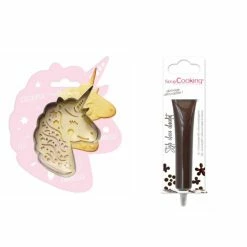 Vente flash 😍 ScrapCooking Emporte Pièce Modelage Kit Pour Biscuit En Relief Licorne + Stylo Au Chocolat Marron 💯