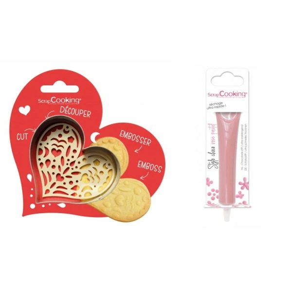 Offres ❤️ ScrapCooking Emporte Pièce Modelage Kit Pour Biscuit En Relief Coeur + Stylo Au Chocolat Rose Pastel 👏 1 Offres ❤️ ScrapCooking Emporte Pièce Modelage Kit Pour Biscuit En Relief Coeur + Stylo Au Chocolat Rose Pastel 👏