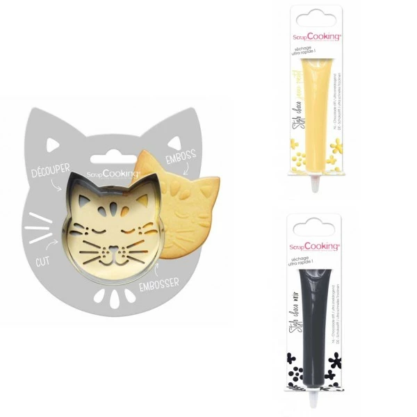 Coupon 🧨 ScrapCooking Emporte Pièce Modelage Kit Pour Biscuit En Relief Chat + 2 Stylos Au Chocolat Jaune Pastel Et Noir 🎁 1 Coupon 🧨 ScrapCooking Emporte Pièce Modelage Kit Pour Biscuit En Relief Chat + 2 Stylos Au Chocolat Jaune Pastel Et Noir 🎁