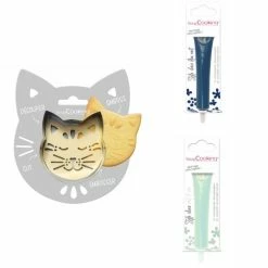 De gros 🧨 ScrapCooking Emporte Pièce Modelage Kit Pour Biscuit En Relief Chat + 2 Stylos Au Chocolat Bleu Nuit Et Vert D'eau 🌟