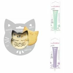 Acheter 🔔 ScrapCooking Emporte Pièce Modelage Kit Pour Biscuit En Relief Chat + 2 Stylos Au Chocolat Vert D'eau Et Lilas ✨