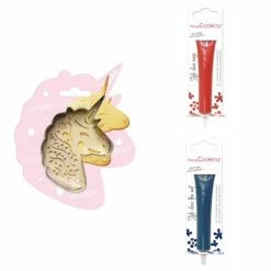 Tout neuf 😉 ScrapCooking Emporte Pièce Modelage Kit Pour Biscuit En Relief Licorne + 2 Stylos Au Chocolat Rouge Et Bleu Nuit 🥰