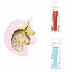 Vente flash 🧨 ScrapCooking Emporte Pièce Modelage Kit Pour Biscuit En Relief Licorne + 2 Stylos Au Chocolat Rouge Et Bleu Pastel 👏