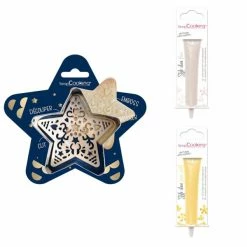 Budget ⌛ ScrapCooking Emporte Pièce Modelage Kit Pour Biscuit En Relief Étoile + 2 Stylos Au Chocolat Blanc Et Jaune Pastel 🤩