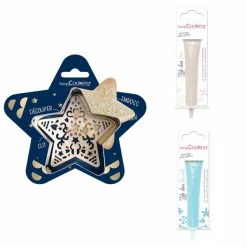 Promo 🥰 ScrapCooking Emporte Pièce Modelage Kit Pour Biscuit En Relief Étoile + 2 Stylos Au Chocolat Blanc Et Bleu Pastel 🔥