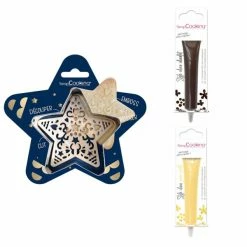 De gros 😀 ScrapCooking Emporte Pièce Modelage Kit Pour Biscuit En Relief Étoile + 2 Stylos Au Chocolat Marron Et Jaune Pastel 🤩