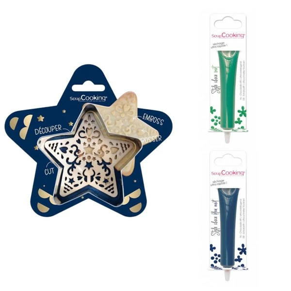 Meilleur prix 🎉 ScrapCooking Emporte Pièce Modelage Kit Pour Biscuit En Relief Étoile + 2 Stylos Au Chocolat Vert Et Bleu Nuit 😍 1 Meilleur prix 🎉 ScrapCooking Emporte Pièce Modelage Kit Pour Biscuit En Relief Étoile + 2 Stylos Au Chocolat Vert Et Bleu Nuit 😍