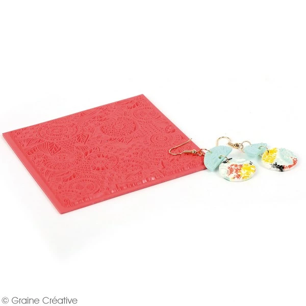 Bon marché ✔️ Graine Créative Plaque De Texture Tapis De Texture Souple - Floral - 9 X 9 Cm 😀 2 Bon marché ✔️ Graine Créative Plaque De Texture Tapis De Texture Souple - Floral - 9 X 9 Cm 😀 – Image 2