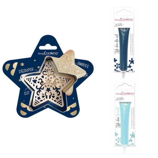 Top 10 ✨ ScrapCooking Emporte Pièce Modelage Kit Pour Biscuit En Relief Étoile + 2 Stylos Au Chocolat Bleu Nuit Et Bleu Pastel 🔔 1 Top 10 ✨ ScrapCooking Emporte Pièce Modelage Kit Pour Biscuit En Relief Étoile + 2 Stylos Au Chocolat Bleu Nuit Et Bleu Pastel 🔔