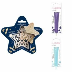 Bon marché 🔥 ScrapCooking Emporte Pièce Modelage Kit Pour Biscuit En Relief Étoile + 2 Stylos Au Chocolat Violet Et Bleu Pastel ❤️