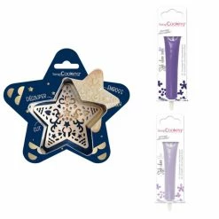 Tout neuf 😀 ScrapCooking Emporte Pièce Modelage Kit Pour Biscuit En Relief Étoile + 2 Stylos Au Chocolat Violet Et Lilas ⭐