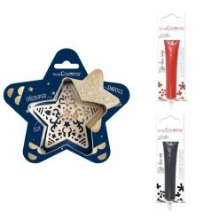 Remise 🌟 ScrapCooking Emporte Pièce Modelage Kit Pour Biscuit En Relief Étoile + 2 Stylos Au Chocolat Rouge Et Noir 🔔